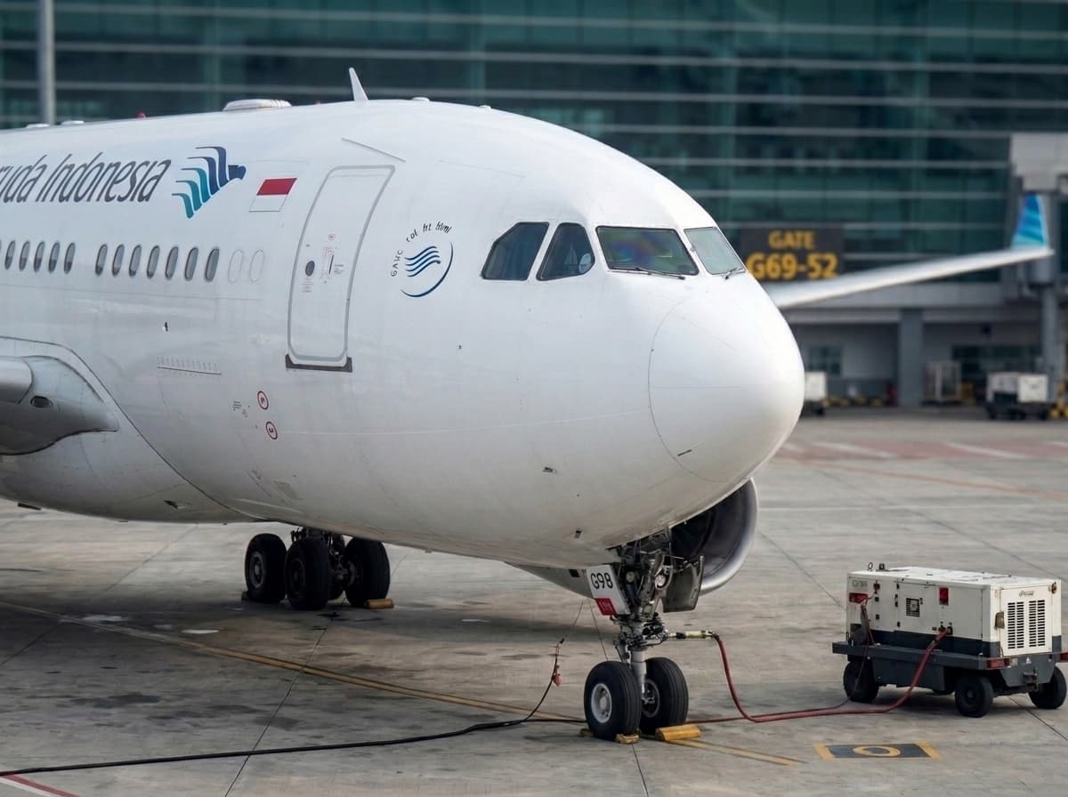 Garuda Indonesia aircraft parked at the gate
