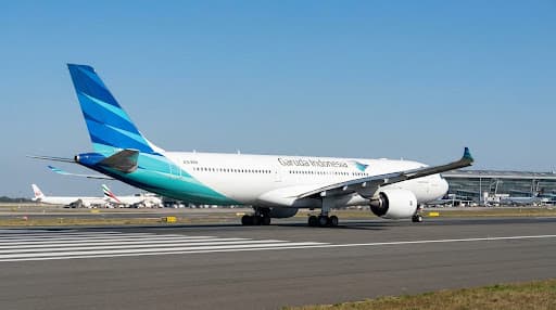 Garuda Indonesia aircraft on runway